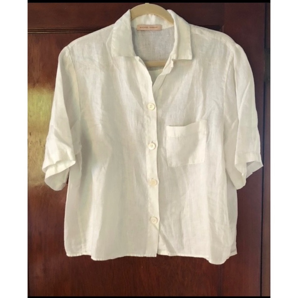 ISO Rachael Harrah Linen Button Down in White